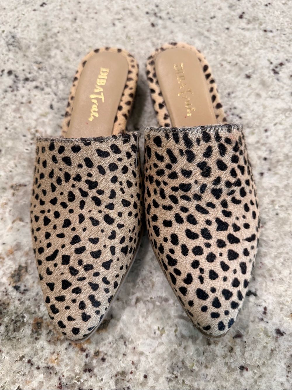 Diba True Animal-Print Cowhide Slides